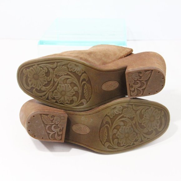 Sofft Suede Clogs Women Western Shoes sz 8 Slip on Mule Tan Nicki Block Heel - Picture 11 of 11